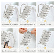 FnLune Metal Lock Elastic Shoelaces No Tie Shoe Laces For Kids and Adult Sneakers Lazy Laces One Size Fits All Shoes - FnLune