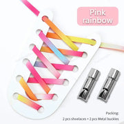 FnLune New Round Press Lock Shoelaces Without ties Rainbow Elastic Laces - FnLune