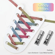 FnLune New Round Press Lock Shoelaces Without ties Rainbow Elastic Laces - FnLune