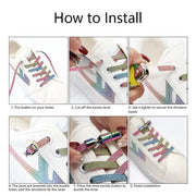 FnLune New Round Press Lock Shoelaces Without ties Rainbow Elastic Laces - FnLune