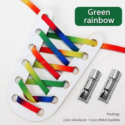 FnLune New Round Press Lock Shoelaces Without ties Rainbow Elastic Laces - FnLune