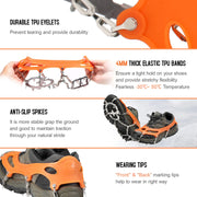 FnLune No lumping Crampon 18 Spikes Traction Cleats Women Men Anti - slip Ice Snow Grip with Storage Pouch Walking Hiking Fishing Crampon - FnLune