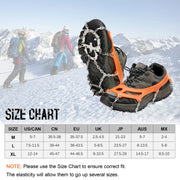 FnLune No lumping Crampon 18 Spikes Traction Cleats Women Men Anti - slip Ice Snow Grip with Storage Pouch Walking Hiking Fishing Crampon - FnLune