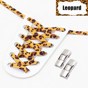 FnLune Press Lock Shoelaces Without ties Animal Pattern Elastic Laces Sneakers Tiger/Snake/Leopard No Tie Shoe laces Shoe Accessories - FnLune
