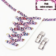 FnLune Press Lock Shoelaces Without ties Animal Pattern Elastic Laces Sneakers Tiger/Snake/Leopard No Tie Shoe laces Shoe Accessories - FnLune
