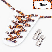 FnLune Press Lock Shoelaces Without ties Animal Pattern Elastic Laces Sneakers Tiger/Snake/Leopard No Tie Shoe laces Shoe Accessories - FnLune