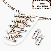 FnLune Press Lock Shoelaces Without ties Animal Pattern Elastic Laces Sneakers Tiger/Snake/Leopard No Tie Shoe laces Shoe Accessories - FnLune