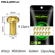 FnLune RISK 12PCS M5x10mm Bike Disc Brake Rotor Fixing Bolts TC4 Titanium Bicycle MTB Mountain Bike Brake Screws Cycling Accessories - FnLune