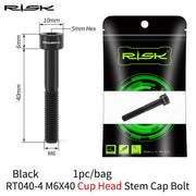 FnLune Risk 1pc Titanium Alloy Stem Cap Bolt M6X30/35/40/50mm Flat Head/ Cup Head Stem Cap Bolt Bicycle Screws for MTB Cycling - FnLune