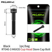 FnLune Risk 1pc Titanium Alloy Stem Cap Bolt M6X30/35/40/50mm Flat Head/ Cup Head Stem Cap Bolt Bicycle Screws for MTB Cycling - FnLune