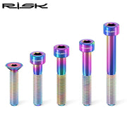 FnLune Risk 1pc Titanium Alloy Stem Cap Bolt M6X30/35/40/50mm Flat Head/ Cup Head Stem Cap Bolt Bicycle Screws for MTB Cycling - FnLune