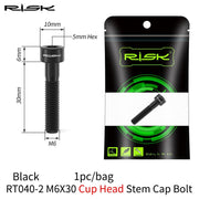 FnLune Risk 1pc Titanium Alloy Stem Cap Bolt M6X30/35/40/50mm Flat Head/ Cup Head Stem Cap Bolt Bicycle Screws for MTB Cycling - FnLune