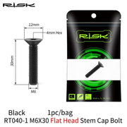 FnLune Risk 1pc Titanium Alloy Stem Cap Bolt M6X30/35/40/50mm Flat Head/ Cup Head Stem Cap Bolt Bicycle Screws for MTB Cycling - FnLune