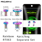 FnLune RISK 2/4pcs A Whole/Separate Oil Cylinder Lid Bolts for Bike Brake Lever Titanium Disc Fixed Screw Bicycle Hydraulic Brake Bolt - FnLune