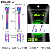 FnLune RISK 2Pcs Bicycle Hydraulic Disc Brake Bolt for Brake Pad MTB Bike Titanium Alloy Plug - FnLune