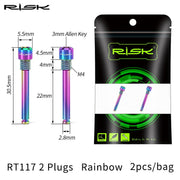 FnLune RISK 2Pcs Bicycle Hydraulic Disc Brake Bolt for Brake Pad MTB Bike Titanium Alloy Plug - FnLune