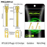 FnLune RISK 2Pcs Bicycle Hydraulic Disc Brake Bolt for Brake Pad MTB Bike Titanium Alloy Plug - FnLune