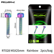 FnLune RISK 2pcs/bag M5x25mm Bicycle Brake Lever Fixing Bolts Extended Screws For Hydraulic Disc Brake Fastener Titanium Road Bike - FnLune