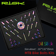 FnLune RISK 36pcs Ultralight MTB Road Bicycle Screw Kit Titanium Alloy Fixing Bolts Bicycle Modification Kit Universal Bike Accessories - FnLune