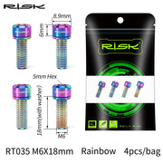 FnLune RISK 4pcs M6X18 / 20 mm MTB Road Bicycle Hydraulic Disc Brake fixed bolts Bike Crankset Fixed Screw Titanium Alloy - FnLune