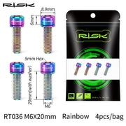 FnLune RISK 4pcs M6X18 / 20 mm MTB Road Bicycle Hydraulic Disc Brake fixed bolts Bike Crankset Fixed Screw Titanium Alloy - FnLune