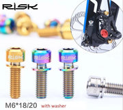 FnLune RISK 4pcs M6X18 / 20 mm MTB Road Bicycle Hydraulic Disc Brake fixed bolts Bike Crankset Fixed Screw Titanium Alloy - FnLune