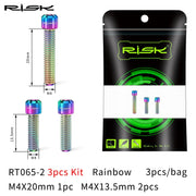 FnLune RISK Bicycle Front Rear Derailleur Bolts M4x13.5 M4x20mm Titanium Mountain Road Bike Front & Rear Derailleur Stroke Adjust Screw - FnLune