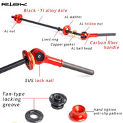 FnLune RISK Bicycle QR Skewers Lever Titanium Axle+Carbon Fiber Handle+AL Nut/Ball Head MTB Road Bike Universal Wheel Hub Quick Release - FnLune