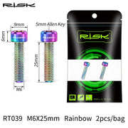 FnLune RISK Bike Disc Brake Caliper Bracket Bolt M6x25 Fixing Extended Screw Titanium Alloy Flat Mount - FnLune