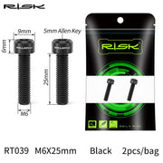 FnLune RISK Bike Disc Brake Caliper Bracket Bolt M6x25 Fixing Extended Screw Titanium Alloy Flat Mount - FnLune