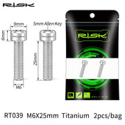 FnLune RISK Bike Disc Brake Caliper Bracket Bolt M6x25 Fixing Extended Screw Titanium Alloy Flat Mount - FnLune