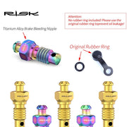 FnLune RISK Bike Hydraulic Dis Brake M6x20.6mm Bleeder Bolt Screw Bleeding Nipple Bleed Kit Titanium Alloy Master Cylinder Caliper - FnLune