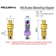FnLune RISK Bike Hydraulic Dis Brake M6x20.6mm Bleeder Bolt Screw Bleeding Nipple Bleed Kit Titanium Alloy Master Cylinder Caliper - FnLune