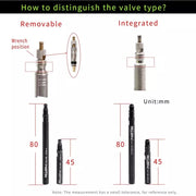 FnLune RISK Integrated Removable 45mm 80mm Bike Bicycle Inner Tubes Presta Valve Extender Extension With Core Wrench Aluminium RA108 - FnLune