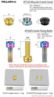 FnLune RISK M20x8mm M6x18mm Titanium Bicycle Crankset Cover Bolts XT XTR Mountain Road Bike Plum Blossom Bottom Bracket Crank Arm Screw - FnLune