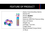 FnLune RISK M5 Road Bike Front Derailleur Fixing Bolts Washer GR5 Spacer Ultralight Titanium Alloy Screw Transmission Concave Gasket - FnLune