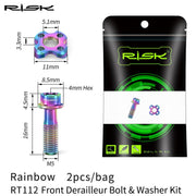 FnLune RISK M5 Road Bike Front Derailleur Fixing Bolts Washer GR5 Spacer Ultralight Titanium Alloy Screw Transmission Concave Gasket - FnLune