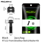 FnLune RISK M5 Road Bike Front Derailleur Fixing Bolts Washer GR5 Spacer Ultralight Titanium Alloy Screw Transmission Concave Gasket - FnLune