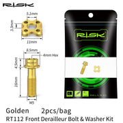 FnLune RISK M5 Road Bike Front Derailleur Fixing Bolts Washer GR5 Spacer Ultralight Titanium Alloy Screw Transmission Concave Gasket - FnLune