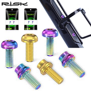 FnLune Risk M5x12mm Bike Water Bottle Cage Fixing Bolts Titanium Alloy MTB Road Bicycle Bottle Holder Screws Air Pump Fixed Bolts - FnLune