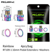 FnLune RISK Mountain Road Bicycle Pedals Extended Axle Core Locking Pedal Extender Axle Converter Pedal Extension - FnLune