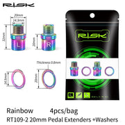 FnLune RISK Mountain Road Bicycle Pedals Extended Axle Core Locking Pedal Extender Axle Converter Pedal Extension - FnLune