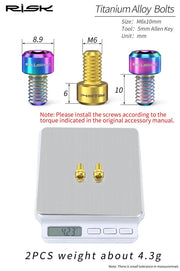 FnLune Risk MTB Bike V Brake Wire Fixing Bolt Road Bicycle C Brake Inner Line Fixed Screw TC4 Titanium M6*10mm Wire Pressing Bolts - FnLune