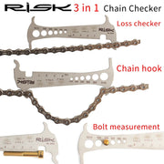 FnLune Risk RL305 3 in 1 Bike Bicycle Chain Checker Wear Indicator Chain Hook Bolt Measurement For 8 9 10 11 Speeds Stainless Steel - FnLune