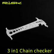 FnLune Risk RL305 3 in 1 Bike Bicycle Chain Checker Wear Indicator Chain Hook Bolt Measurement For 8 9 10 11 Speeds Stainless Steel - FnLune
