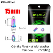 FnLune RISK Road Bike C Brake Pivot Center Nut with Washer c Front Rear Brake Caliper Screw Bolt Titanium Alloy M6x10/15/20/25/30/40mm - FnLune