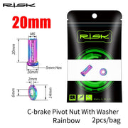 FnLune RISK Road Bike C Brake Pivot Center Nut with Washer c Front Rear Brake Caliper Screw Bolt Titanium Alloy M6x10/15/20/25/30/40mm - FnLune