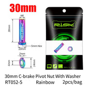 FnLune RISK Road Bike C Brake Pivot Center Nut with Washer c Front Rear Brake Caliper Screw Bolt Titanium Alloy M6x10/15/20/25/30/40mm - FnLune