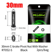 FnLune RISK Road Bike C Brake Pivot Center Nut with Washer c Front Rear Brake Caliper Screw Bolt Titanium Alloy M6x10/15/20/25/30/40mm - FnLune