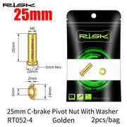 FnLune RISK Road Bike C Brake Pivot Center Nut with Washer c Front Rear Brake Caliper Screw Bolt Titanium Alloy M6x10/15/20/25/30/40mm - FnLune